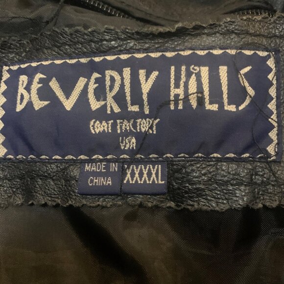 Beverly Hills Coat Factory XXXXLBlack Leather Jacket Multiple Pockets Snap Cuffs - Picture 4 of 9